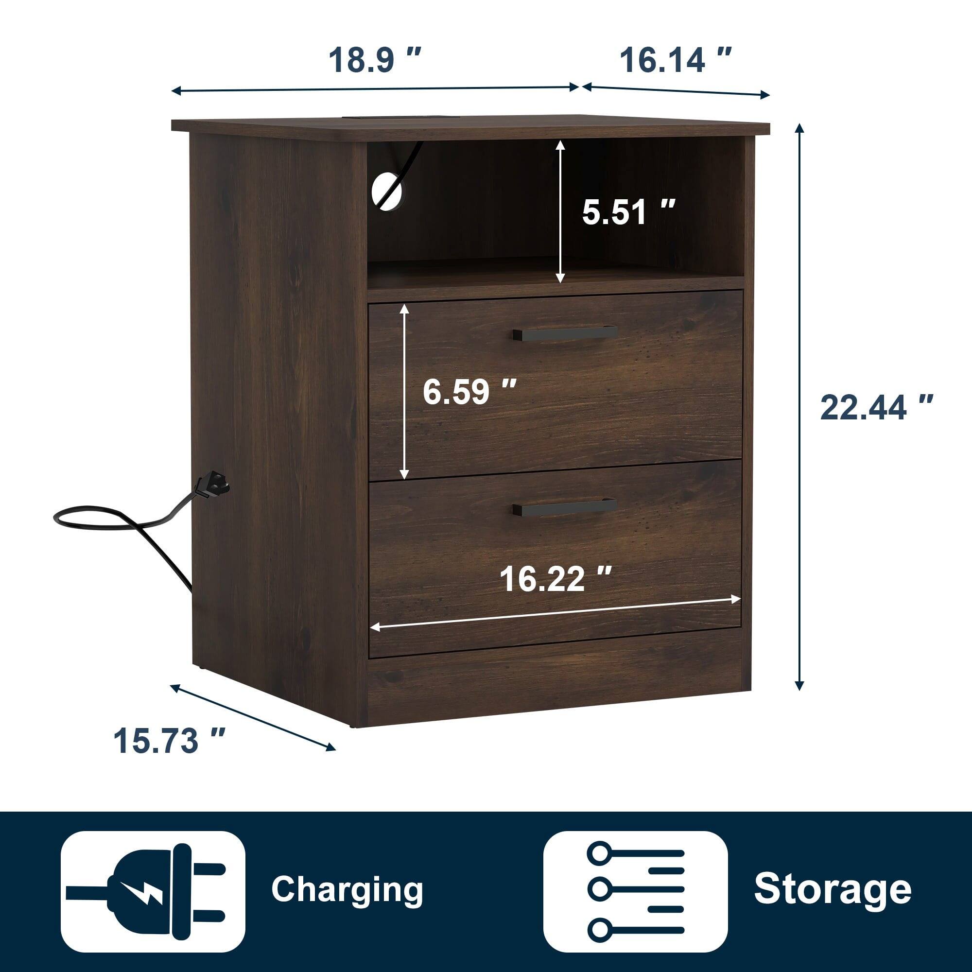 18.9", 16.14", 5.51", 6.59", 22.44", 16.22", 15.73" Charging Storage
