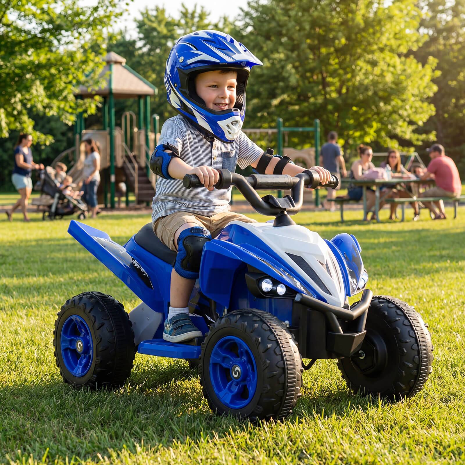 Alt View 1. Costway - Costway 12V Quad 4 Wheeler Ride on Toy with Music, Light, USB Port, Wireless Connection - Navy.