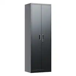 Boyel Living - Steel Storage Cabinet with Locking Doors and Adjustable Shelves, 23.6 in. W x 70.9 in. H - Black