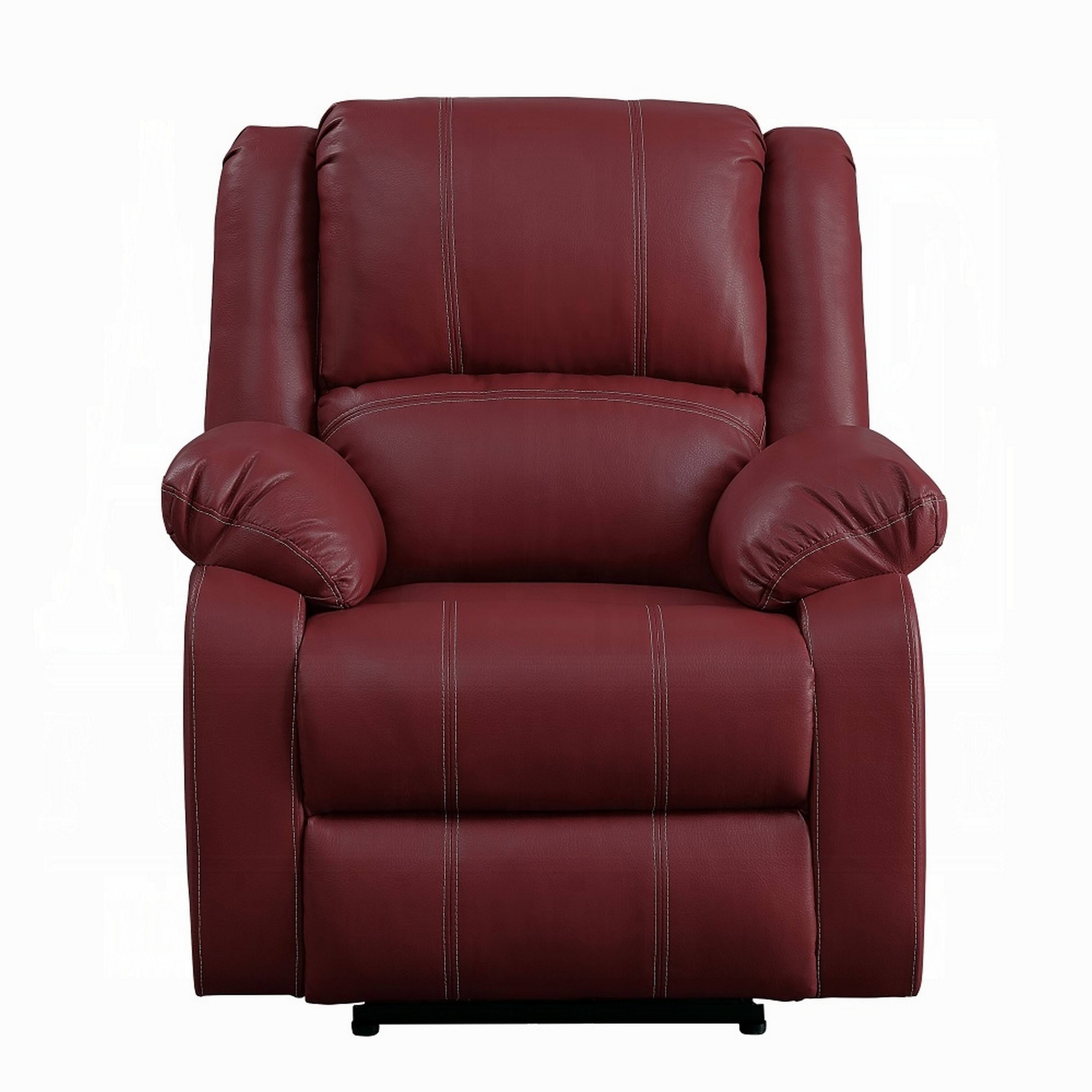 Angle. Manhattan Lane - Zuru Motion Manual Rocker Recliner Chair, Plush   Faux Leather - Red.
