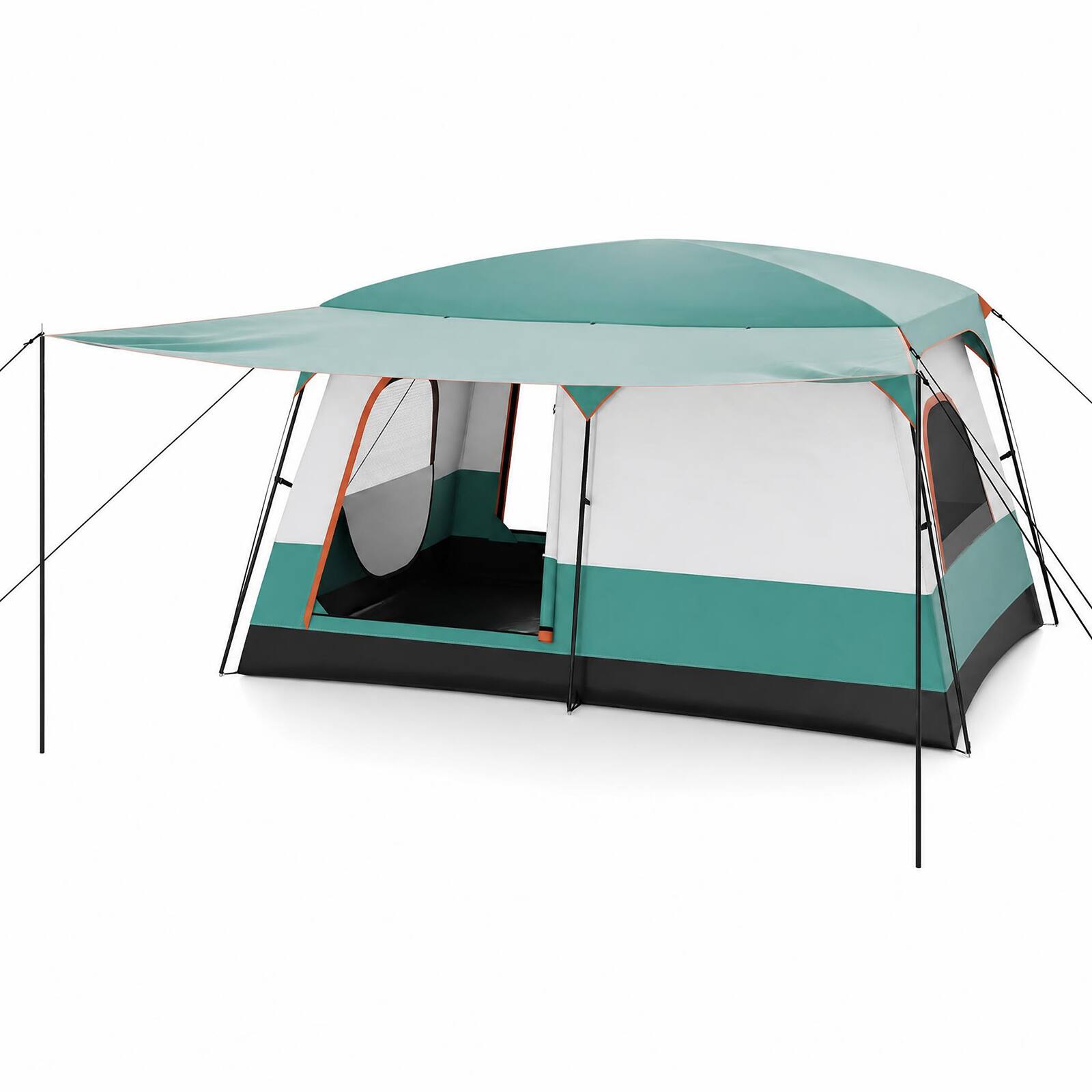 Alt View 1. Gymax - Gymax Camping Tent w/ Skylight & Portable Carry Bag Family Cabin Tent w/ 2 Mesh Windows & Doors - Green.
