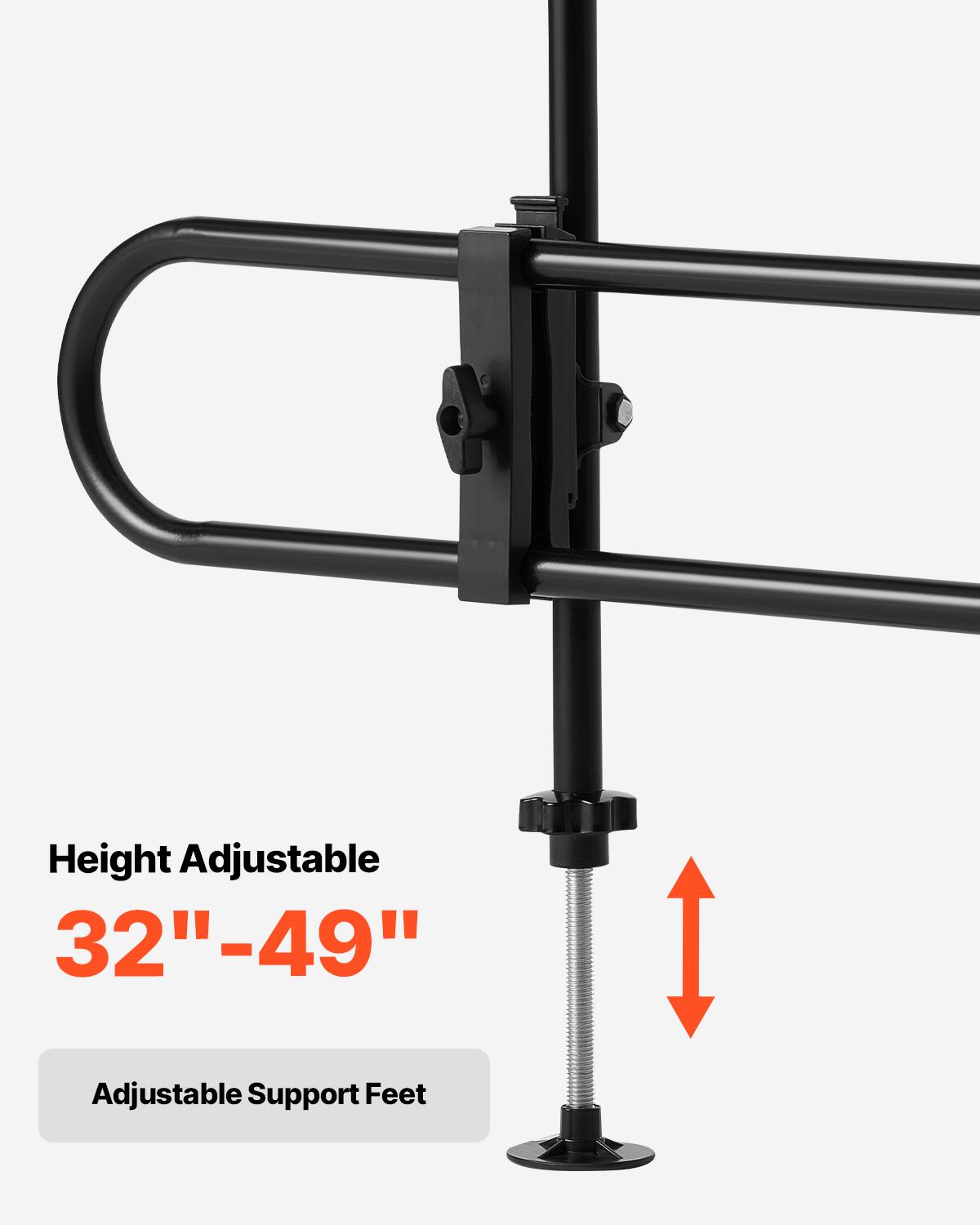 Height Adjustable  
32" - 49"  
Adjustable Support Feet