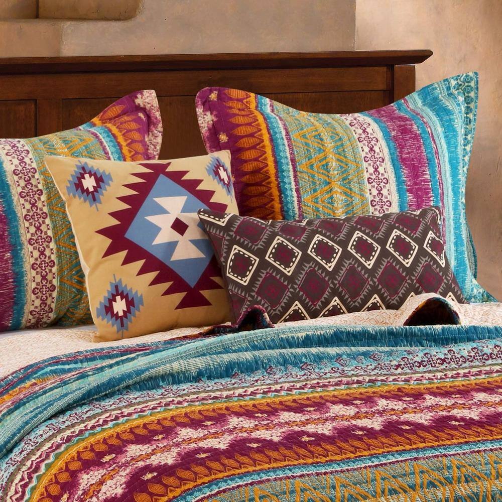 Alt View 2. Greenland Home Fashions - Greenland Home Fashion Southwest Geometric Motifs And Zippered Decorative Pillow Set - Earth tones.