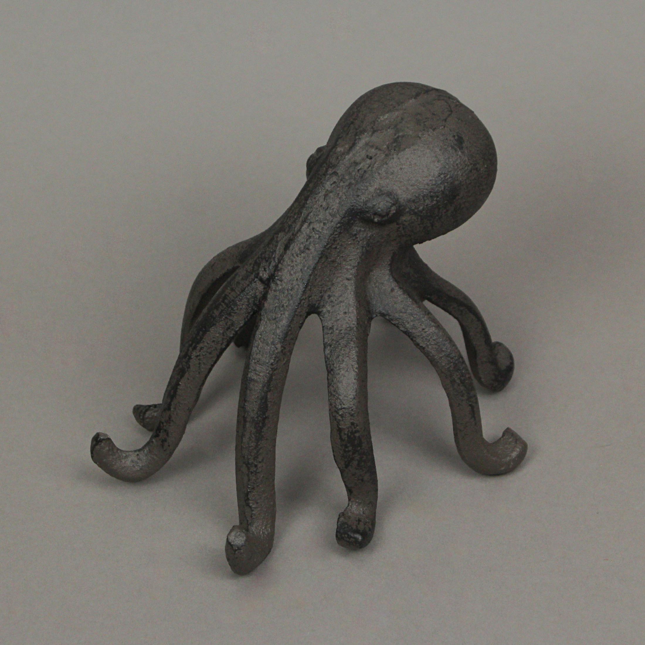 Alt View 3. J.D. Yeatts - Rustic Brown Cast Iron 6" Octopus Single Bookend & Phone Holder Nautical Décor - Brown.