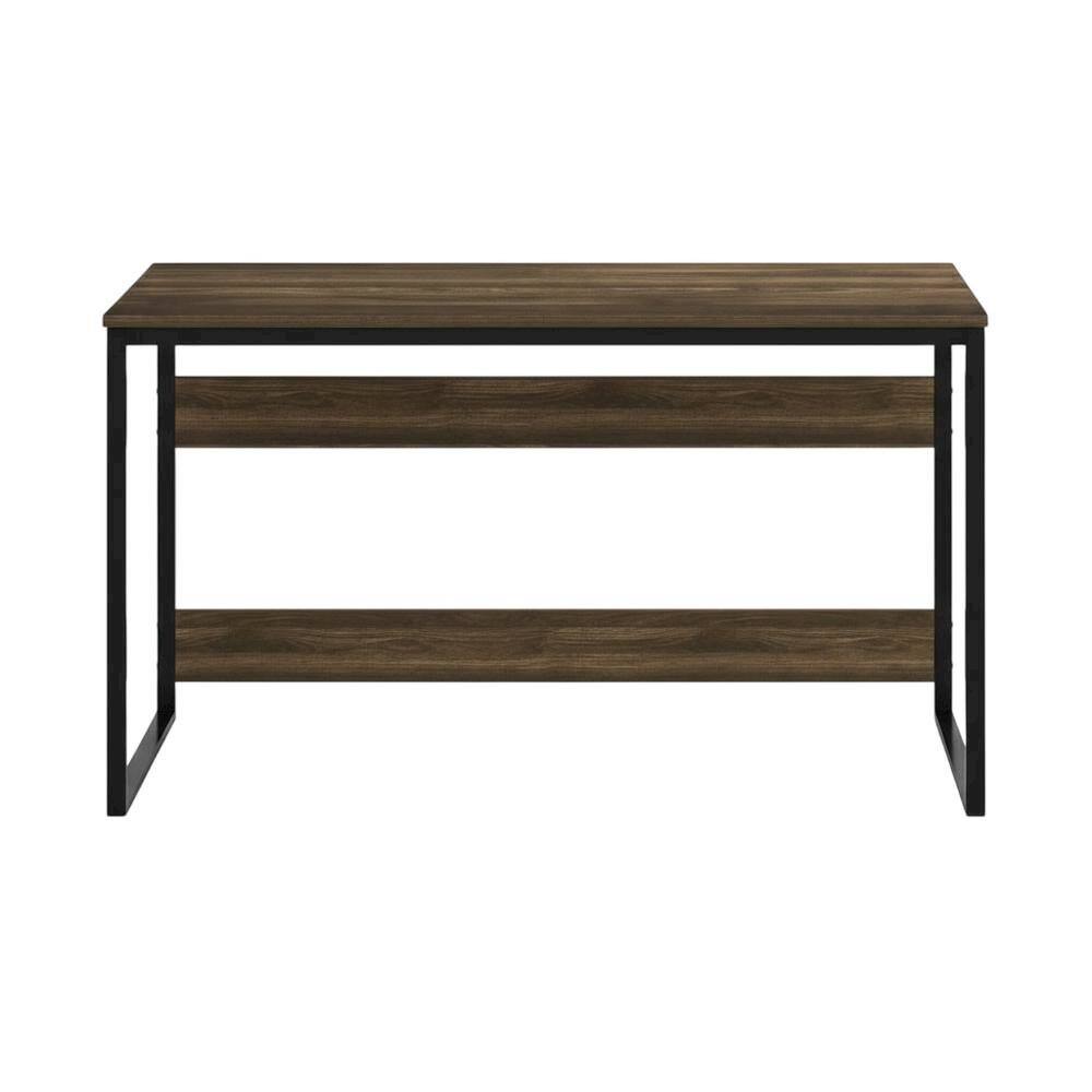 Back. BisonOffice - Wood Study Desk In Columbia Walnut Finish With Spacious Work Surface - Columbia Walnut.