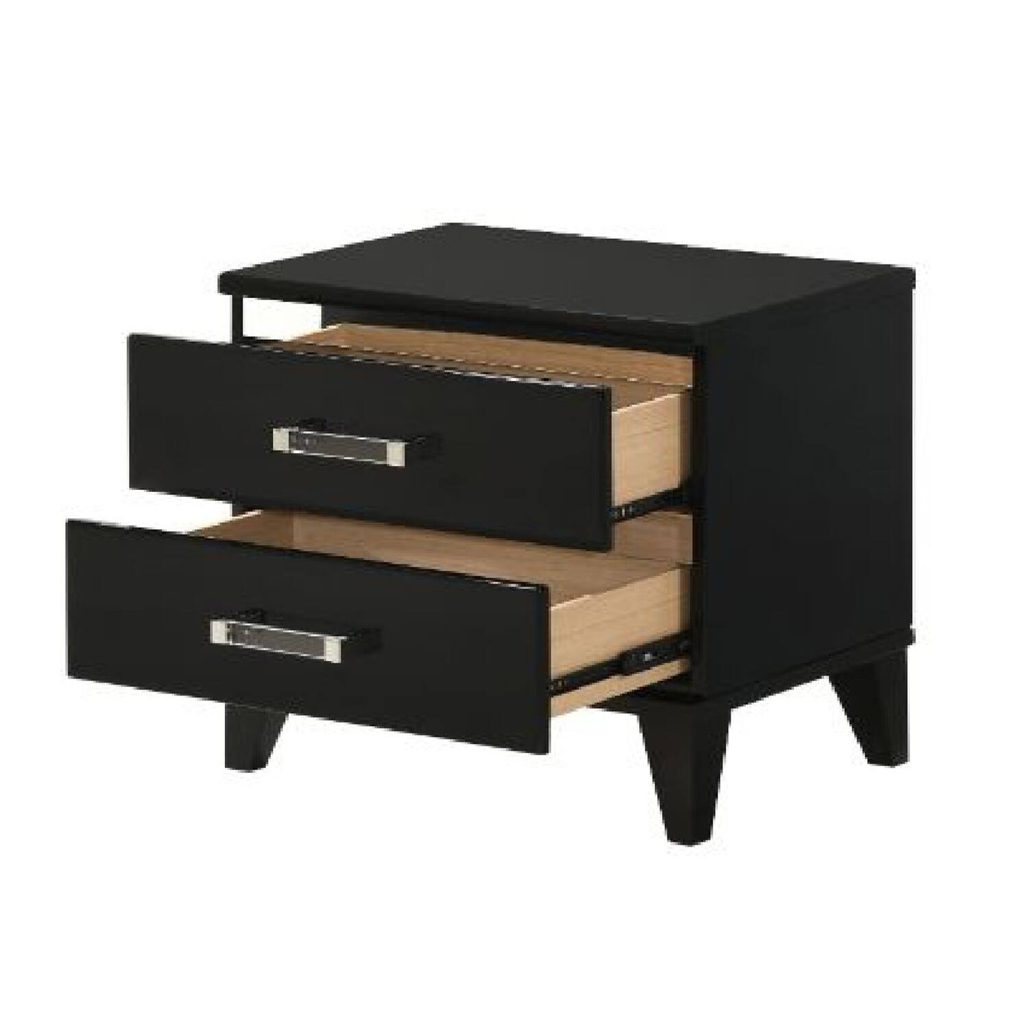 Alt View 1. Manhattan Lane - Nightstand with 2 Drawers and Metal Trim - Black.