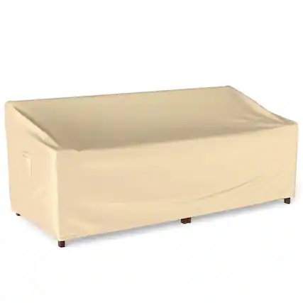 Front. Costway - Costway Patio 77"x43" 3-Seater Outdoor Deep Couch Sofa Cover Waterproof Handle Air Vent - Beige.