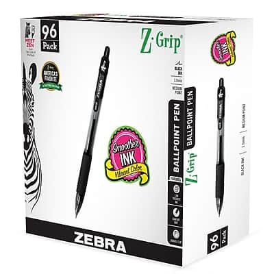 Photos - Pen Zebra  Z-Grip Retractable Ballpoint , Medium Point, 1.0mm, 96/Pack - Black Ink 