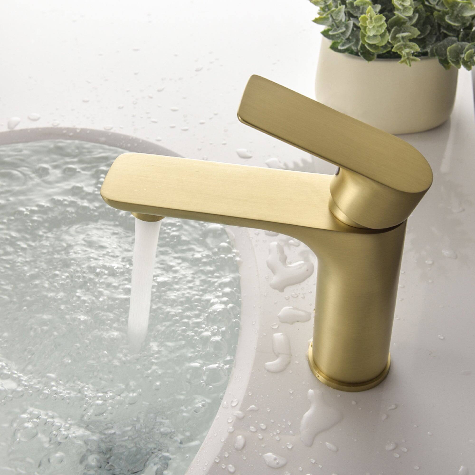 Alt View 7. Boyel Living - Single Hole Single Handle Bathroom Faucet with cUPC Water Supply Lines in Brushed Gold - Brushed Gold.
