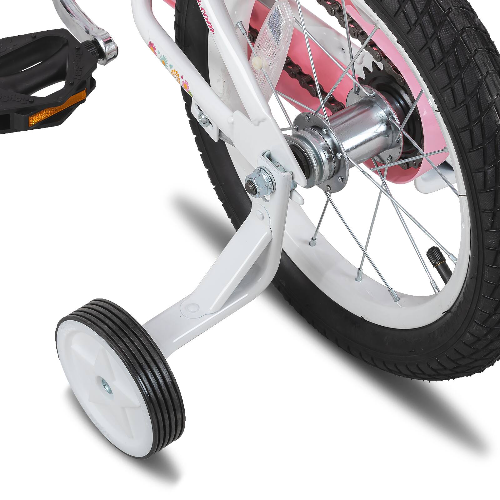 Alt View 6. JOYSTAR - JOYSTAR Little Daisy Kids Bike for Girls Boys Ages 4-7, Children's Bicycle with Doll Seat & Streamers, 16" Pink White - White.