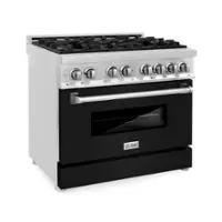 ZLINE - 36" Legacy Dual Fuel Range w/ 6 Burner Cooktop & Electric Oven w/ Black Matte Door (RA-BLM-36) - Black Matte - Front_Zoom