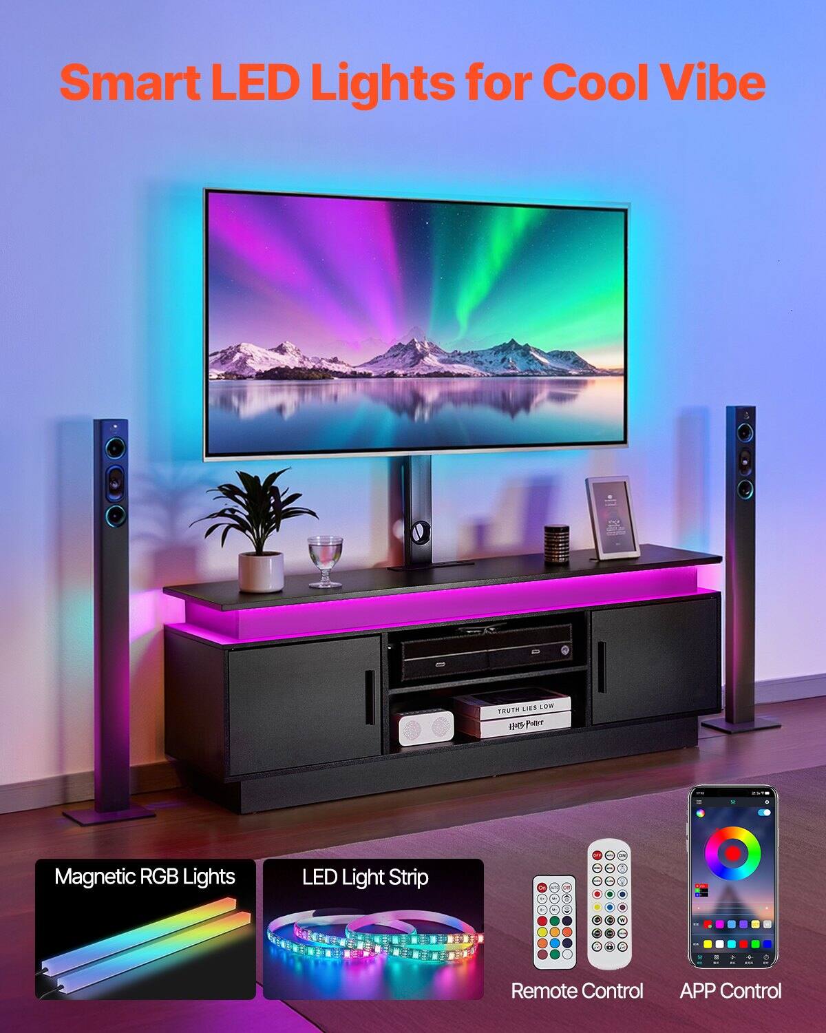 Smart LED Lights for Cool Vibe

- Magnetic RGB Lights
- LED Light Strip
- Remote Control
- APP Control