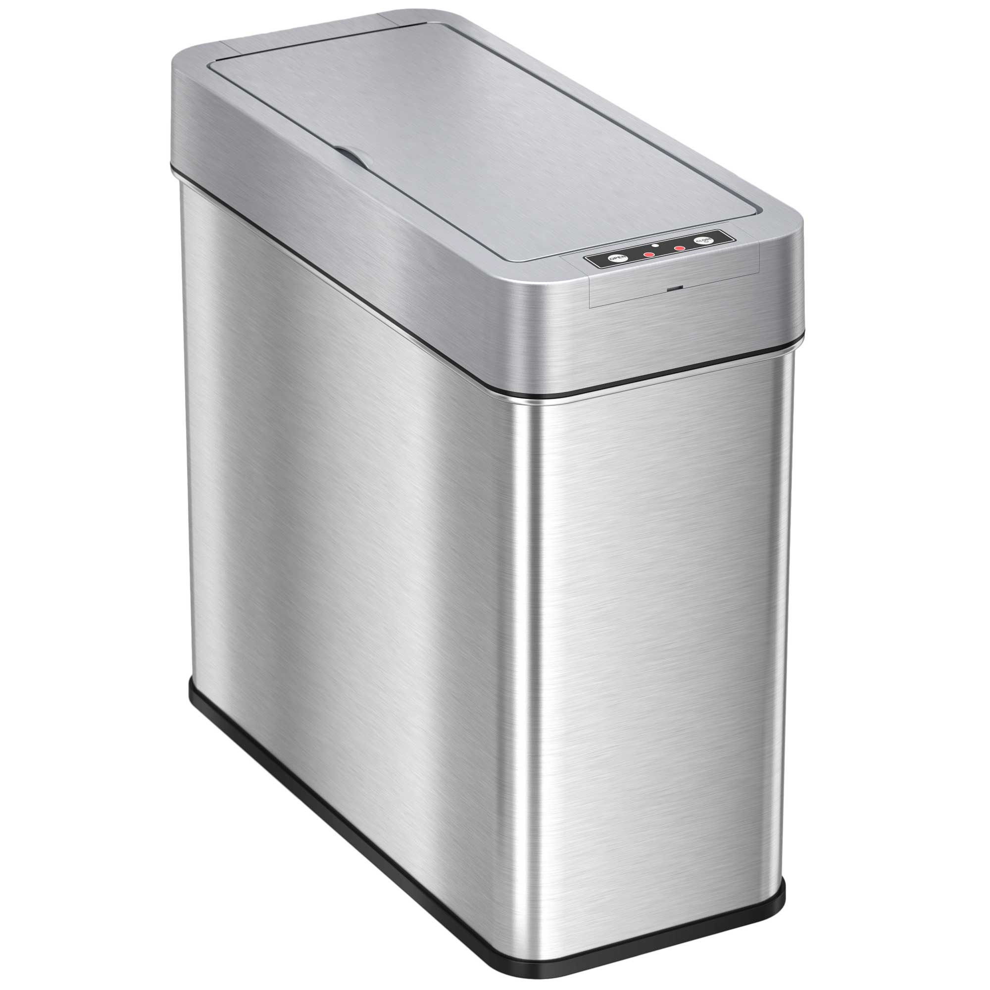 iTouchless - 4 Gallon Slim Stainless Steel Sensor Bathroom Trash Can with AbsorbX Odor Filter - Silver