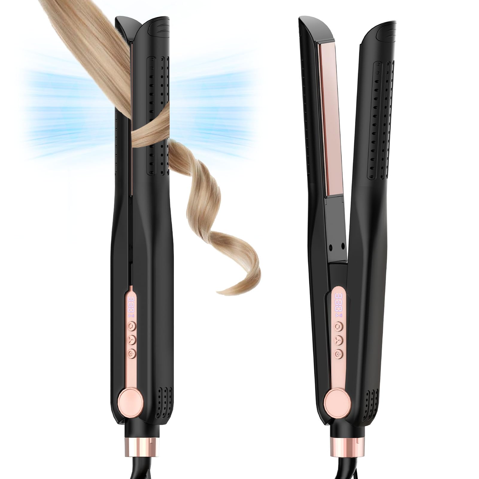 Front. VEGA AUTOMOTIVE - Airflow Styler Titanium Flat Iron Hair Straightener Professional Curling With Air Vents To Lock In Style 5 - Default.