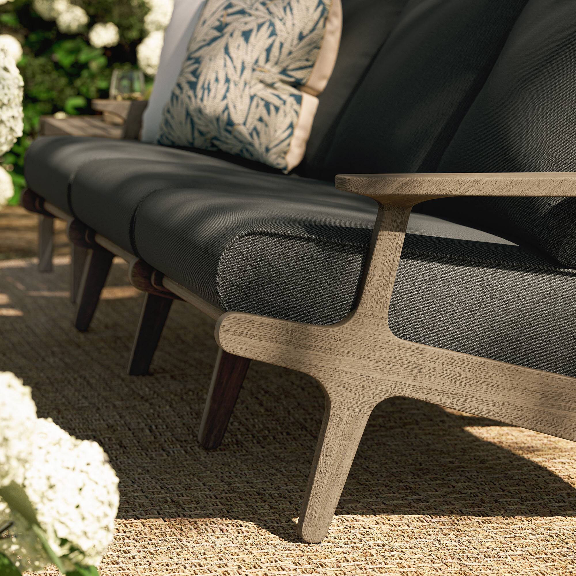 Alt View 8. Modway - Saratoga Outdoor Patio Teak Sofa by Modway - Weathered Gray Flint.