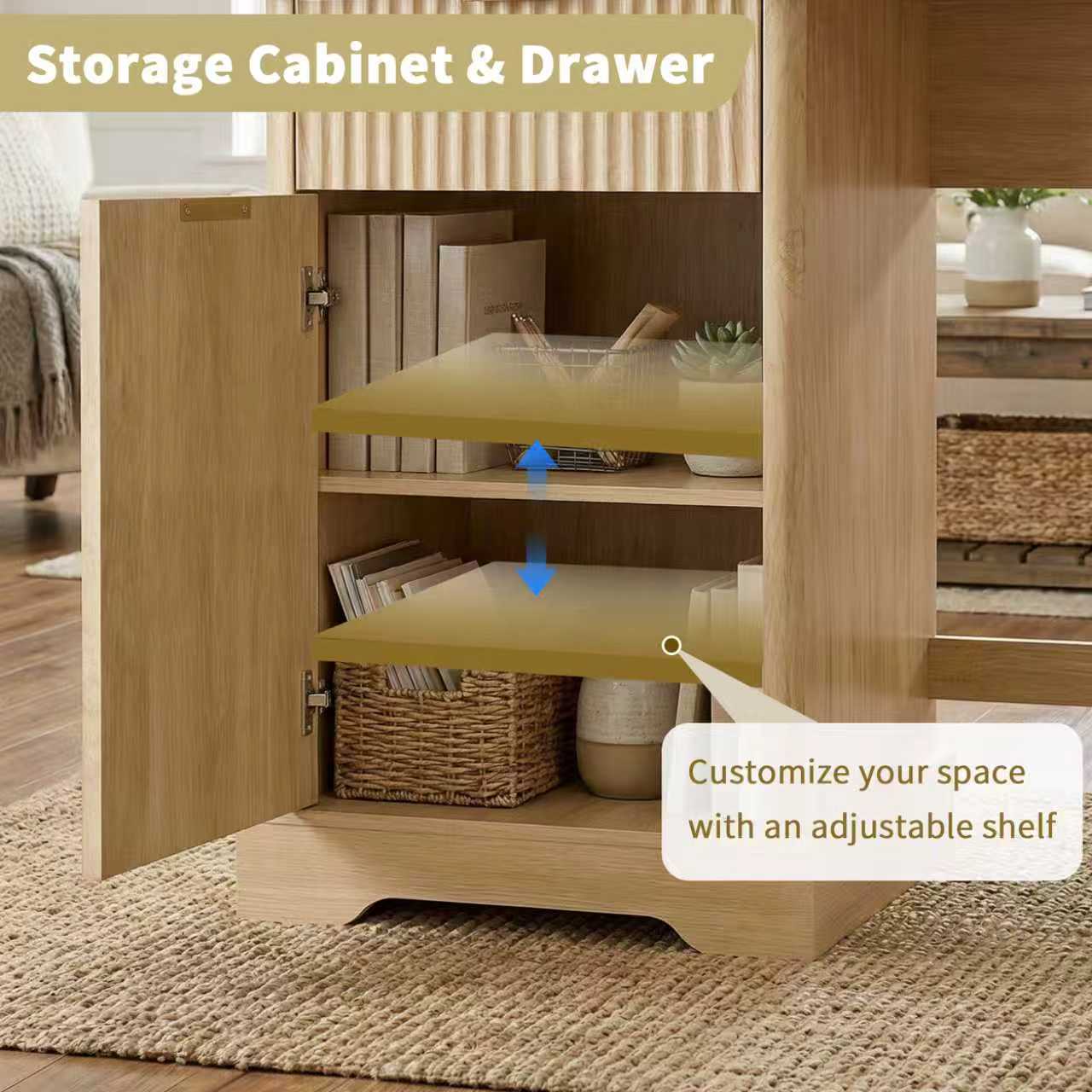 Storage Cabinet & Drawer

Customize your space with an adjustable shelf