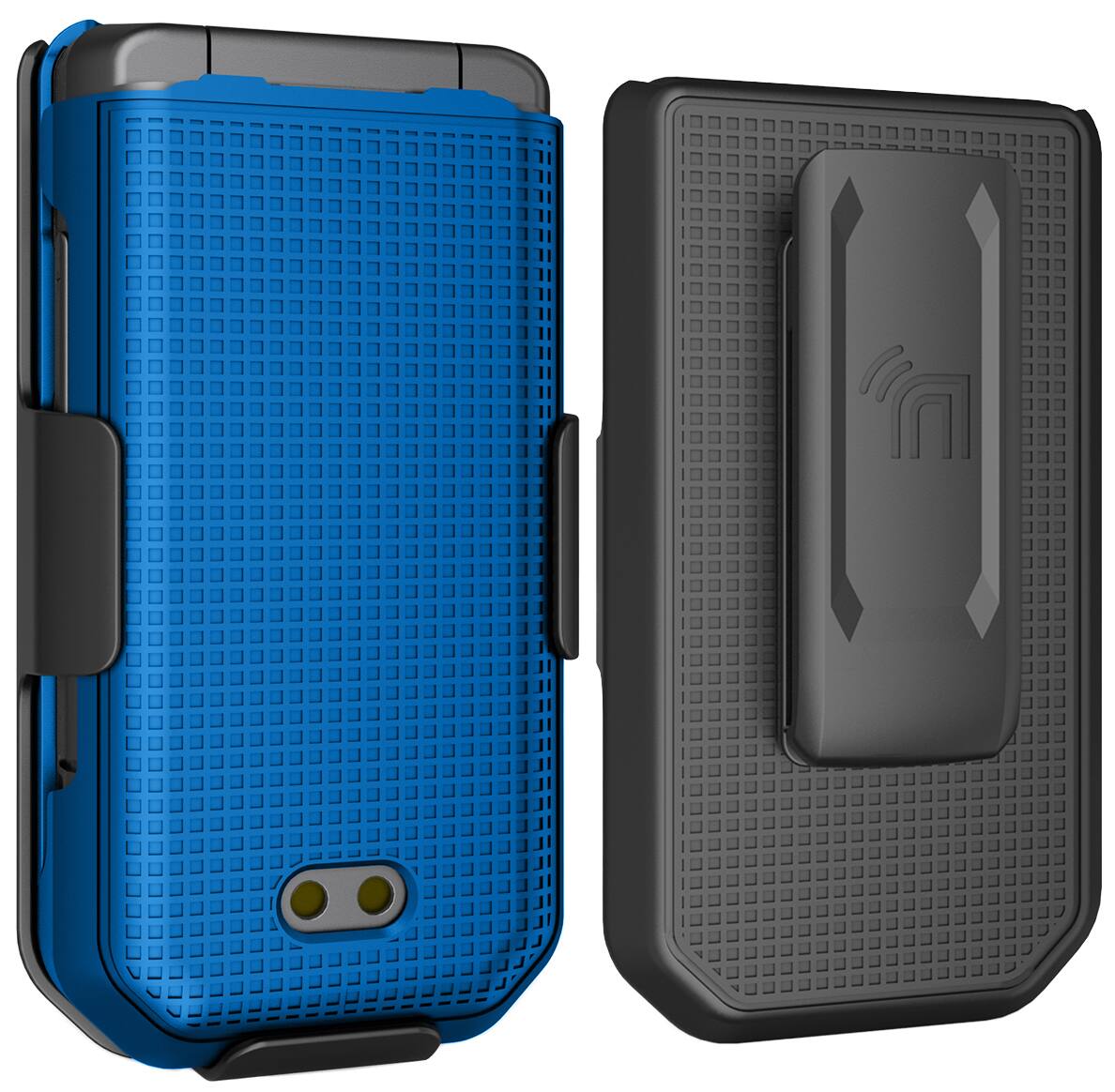 Alt View 8. Nakedcellphone - Case and Belt Clip Holster for CAT S22 Flip Phone - Blue.