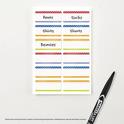 Pants Socks  
Shirts Shorts  
Beanies  

MARKS A LOT  

Works best with permanent markers. Avoid using with gel pen, rollerball pen, pencils and fabric markers.