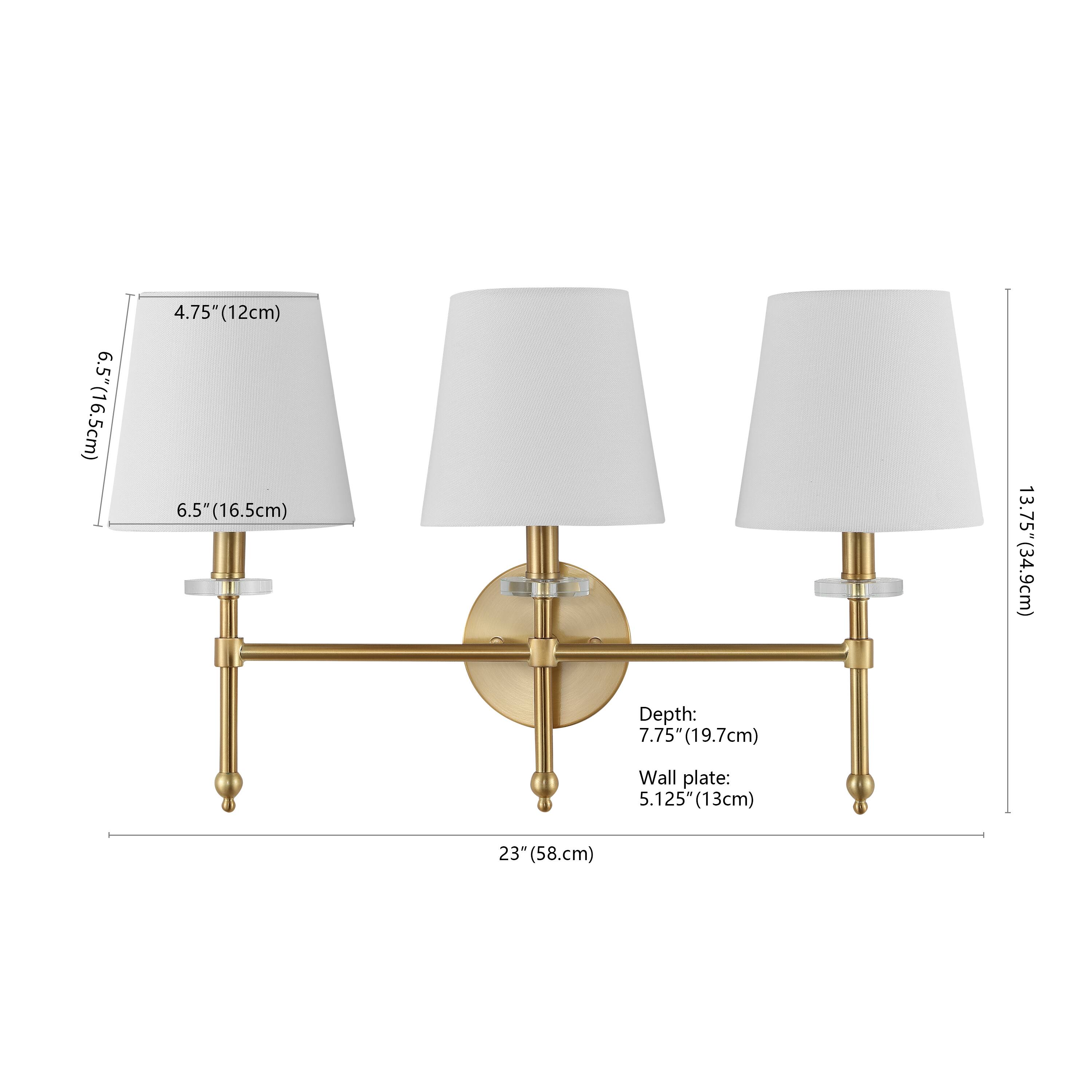 6.5" (16.5cm)  
4.75" (12cm)  
6.5" (16.5cm)  
13.75" (34.9cm)  
Depth: 7.75" (19.7cm)  
Wall plate: 5.125" (13cm)  
23" (58.4cm)