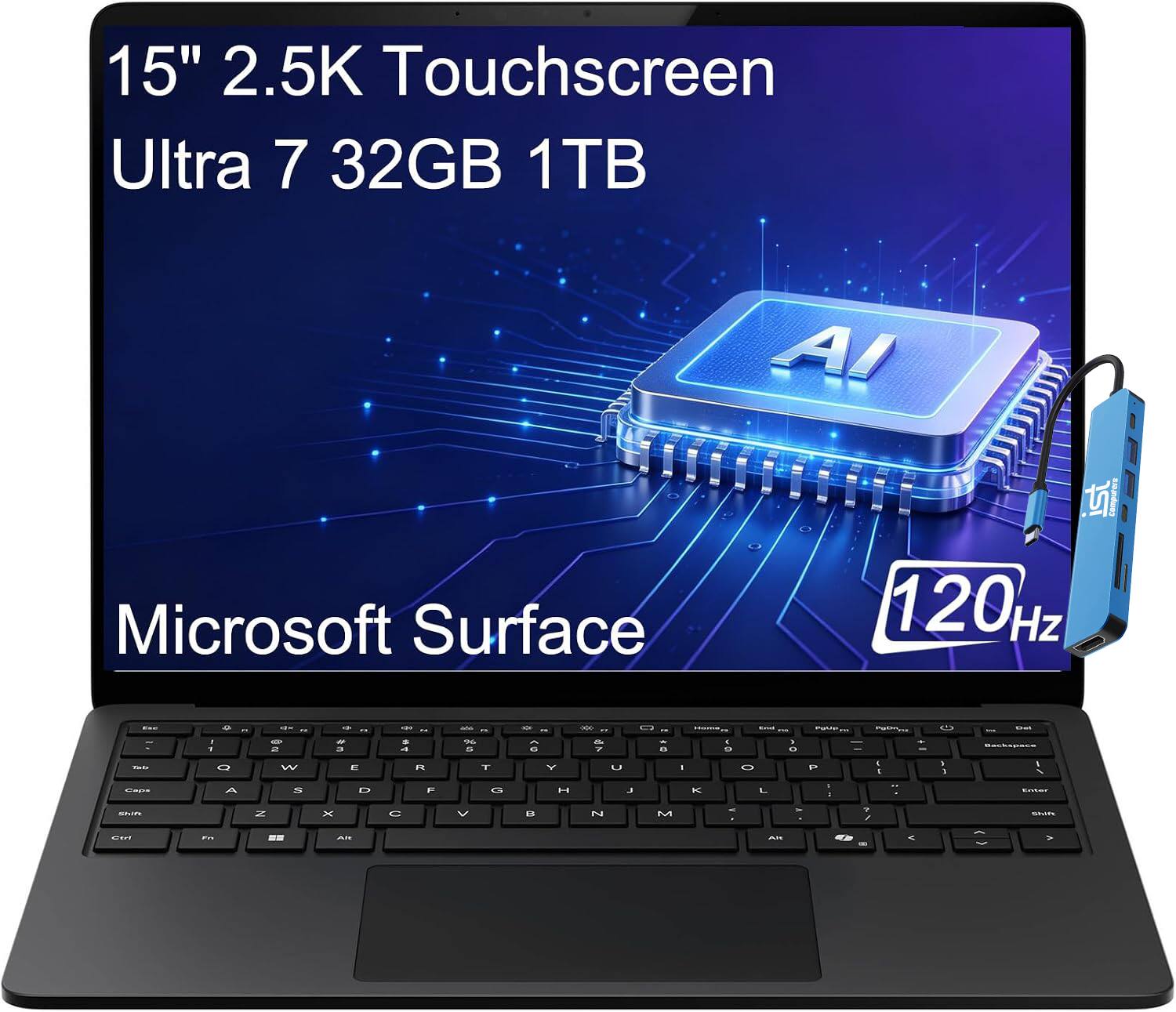 Microsoft - Upgraded - Surface Laptop 7 15" 2.5K 120Hz Touchscreen Laptop - Copilot+ PC - Intel Core Ultra7 268V - 32GB RAM - 1TB SSD - Black