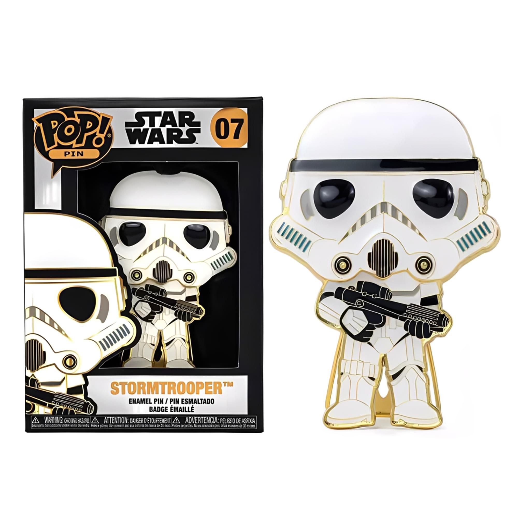 **STAR WARS 07 PIN STORMTROOPER**

- ENAMEL PIN / PIN ESMALTADO
- BADGE EMAILLÉ

**WARNING: CHOKING HAZARD - SMALL PARTS. NOT FOR CHILDREN UNDER 3 YEARS.**
**ATTENTION: DANGER DE SOUFFLEMENT.**
**ADVERTENCIA: PELIGRO DE ASFIXIA.**

**STORMTROOPER™**