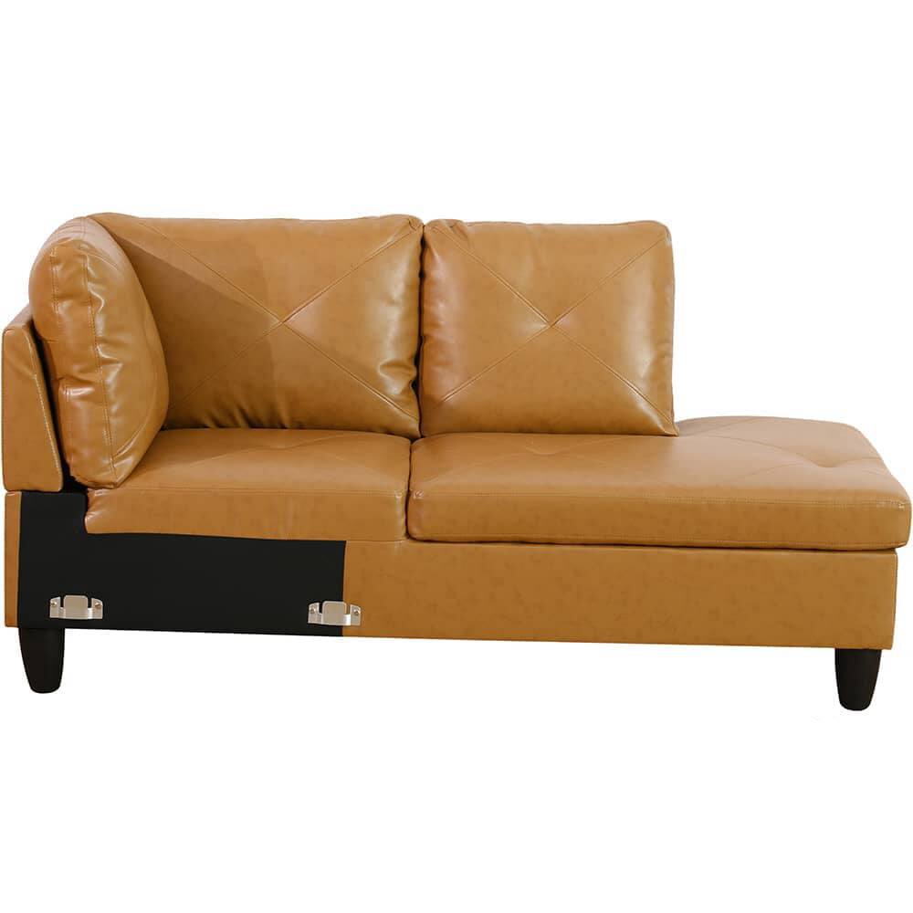 Alt View 6. Boyel Living - Premium Semi PU Upholstered Sofa Solid Wood Frame Double Spring with Right Chaise Lounge - Caramel Brown.