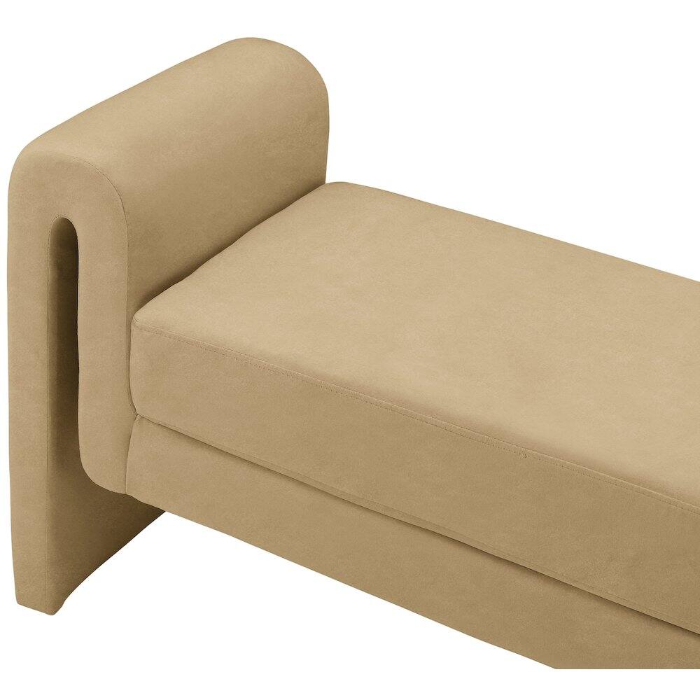 Alt View 4. Meridian Furniture - Sloan Camel Velvet Bench - Beige.