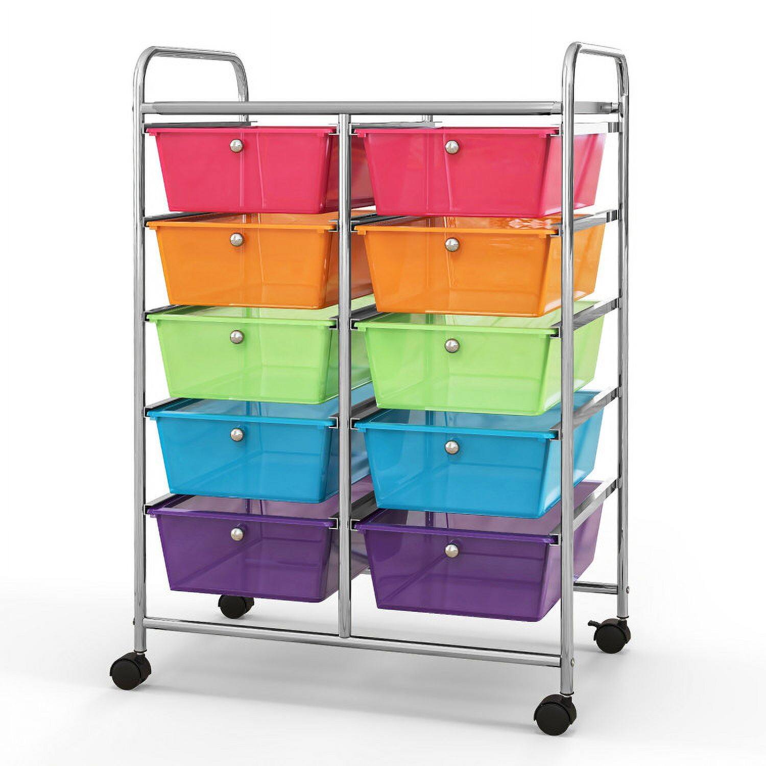 Alt View 1. Pefilos - 10-Drawer Rolling Storage Cart-Transparent Multicolor, Craft Organizers and Storage, Multipurpose Organizer Cart - Multicolor.
