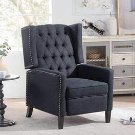 APRILSOUL - Wide Manual Wing Chair Recliner - Black