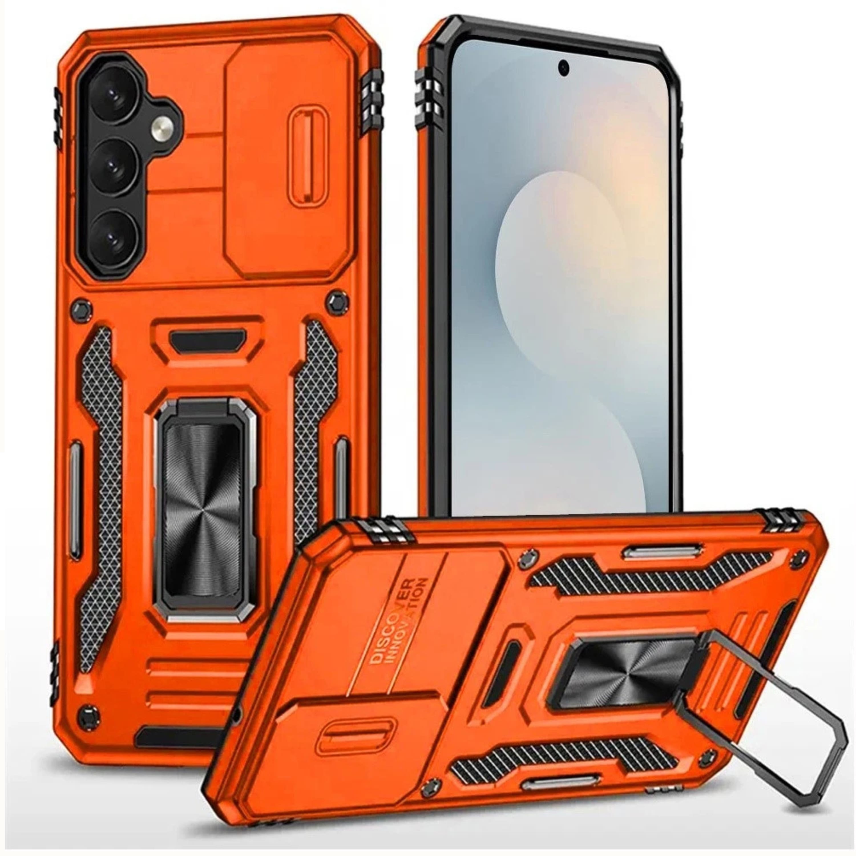 Kitcheniva - Sliding Camera Lens Cover Case With Magnetic Ring Stand And Tempered Glass For Samsung S26 Cosmic - Orange price history on PriceWatchPro