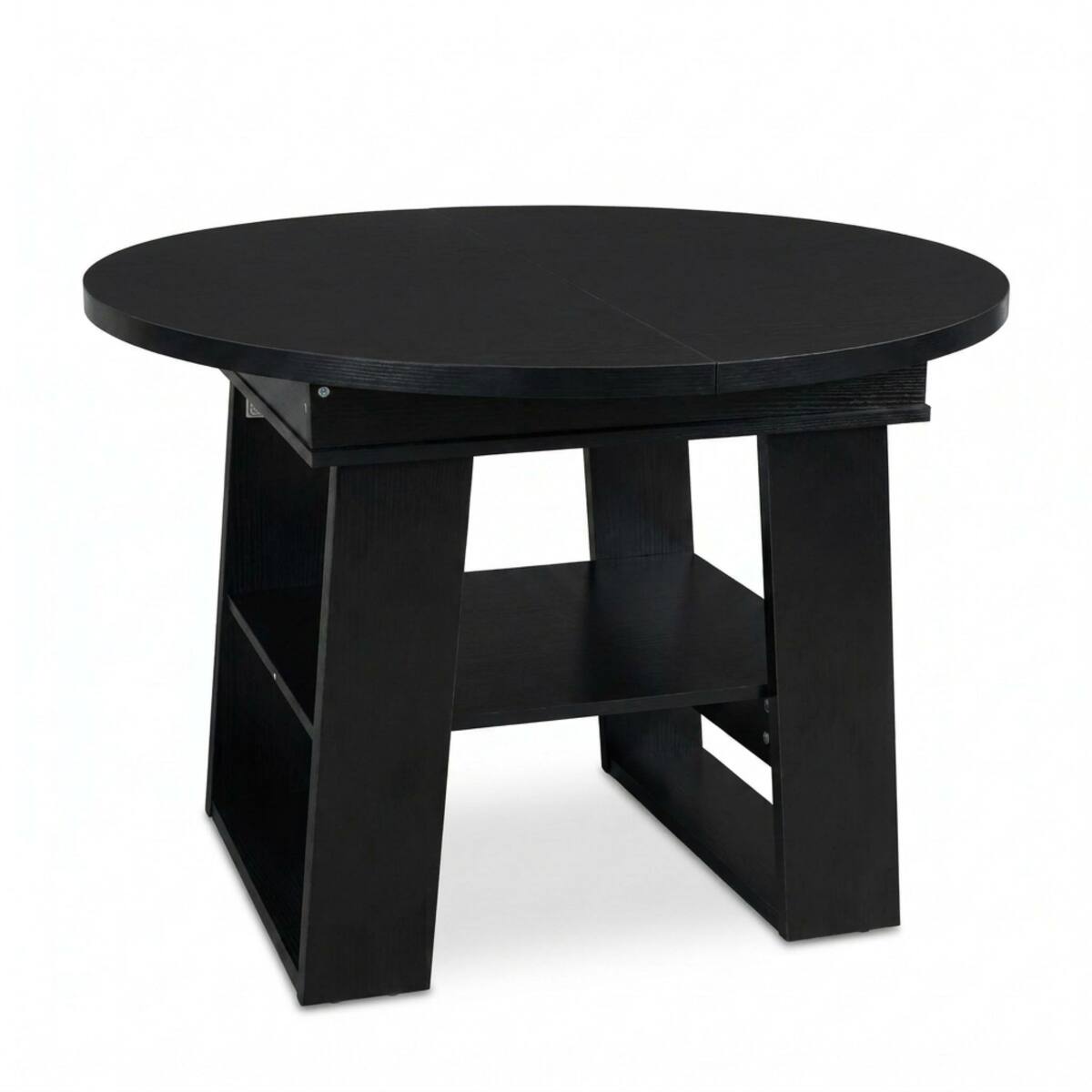 Alt View 8. Loheer - Loheer Extendable Round Dining Table, Black Particle Board, Round to Oval Table for Four to Six - Black.