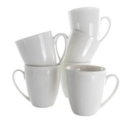 Elama - Rosales 6 Piece 12 Ounce Porcelain Mug Set - White