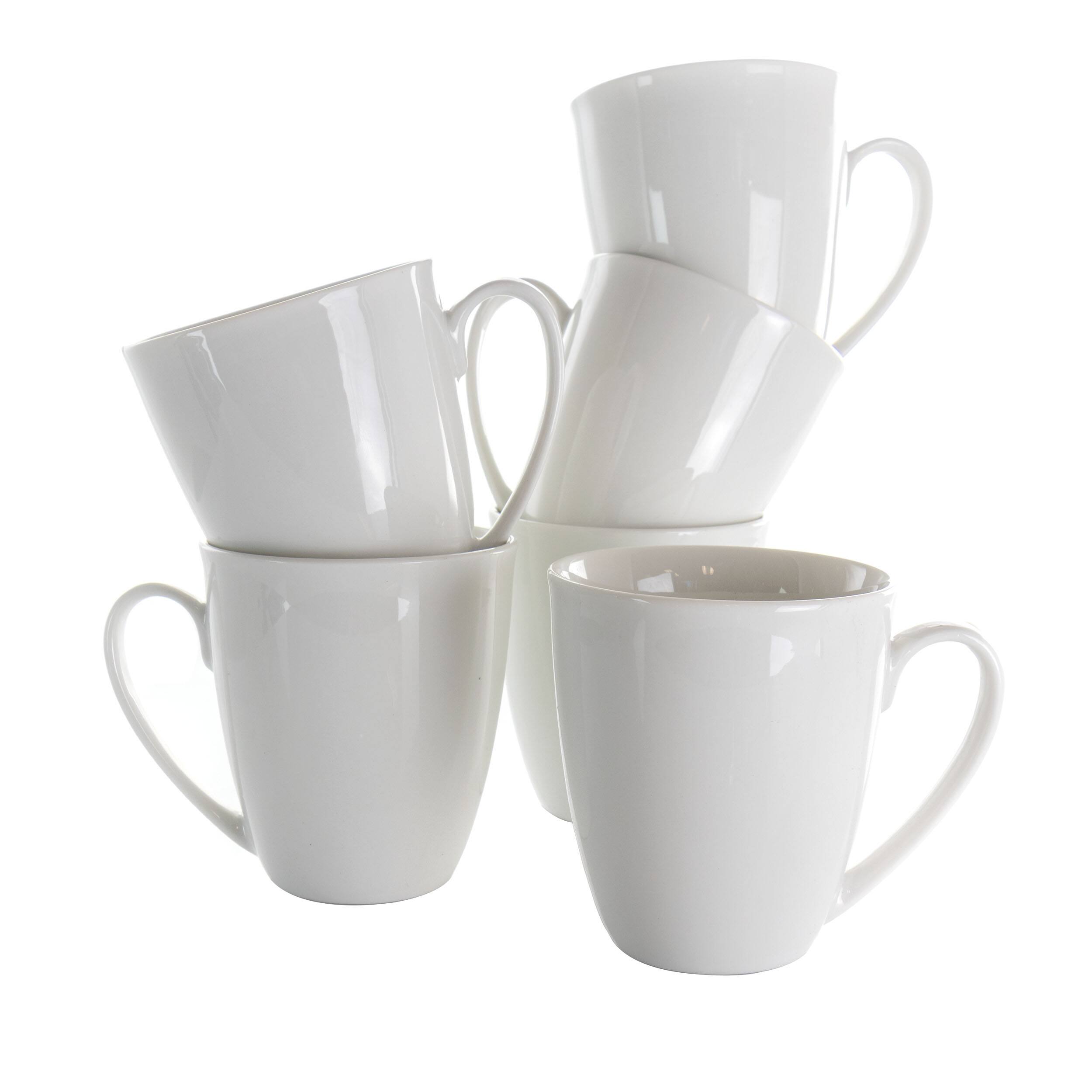 Front. Elama - Elama Rosales 6 Piece 12 Ounce Porcelain Mug Set in White - White.