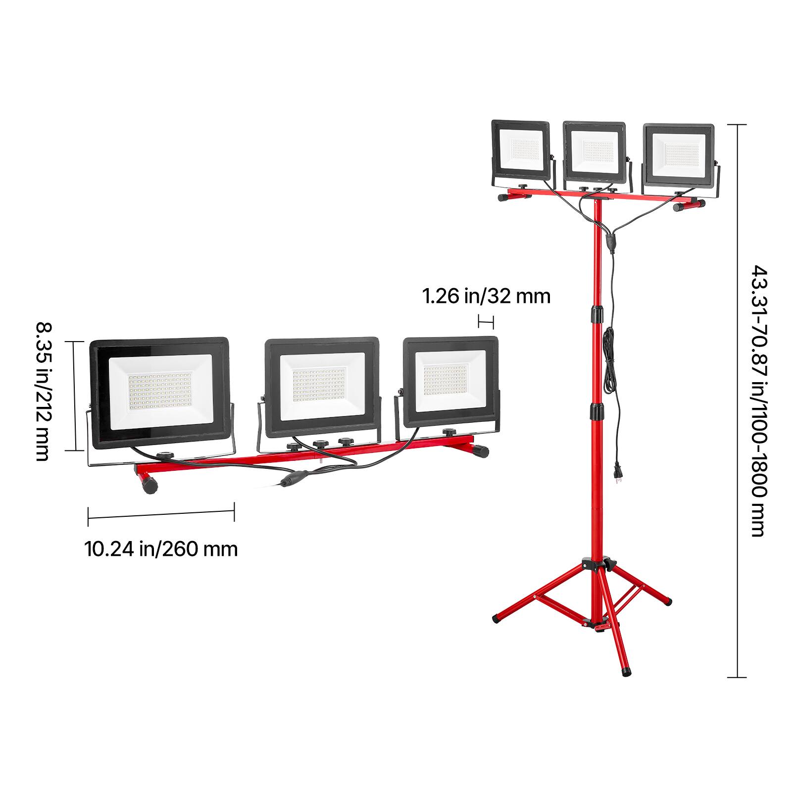 8.35 in/212 mm  
10.24 in/260 mm  
1.26 in/32 mm  
43.31-70.87 in/1100-1800 mm