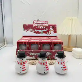 Link - Christmas Snowman Squishy Toy, Stress Relief Fidget Toy, Cute Holiday Squeeze Sensory Toy - White