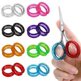 Vulpecula Spade - 16 PCS Silicone Scissors Finger Rings, 8 Colors Thumb Insert Protection Accessory Pet Grooming Shear Finger Ring for