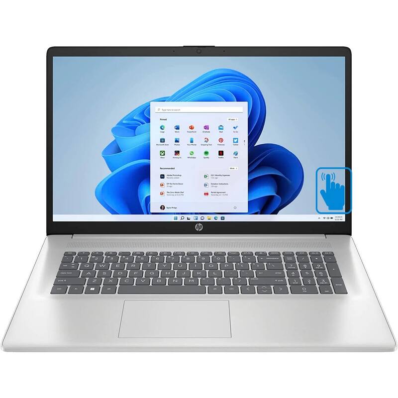 Front. HP - HP 17.3" HD+ Touchscreen Laptop,AMD Ryzen 5 7430U,32GB RAM 2TB SSD,AMD Radeon Graphics,Win 11 Pro,Silver - Silver.
