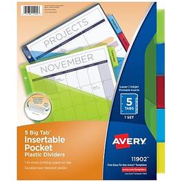 Avery - Big Tab Insertable Plastic Divider, 5 Tabs, 1 Set - Multicolor