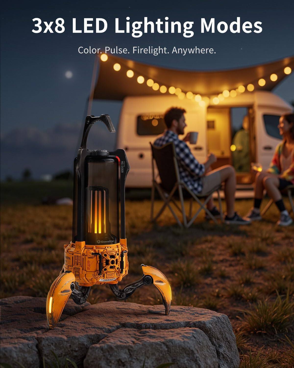 3x8 LED Lighting Modes  
Color. Pulse. Firelight. Anywhere.