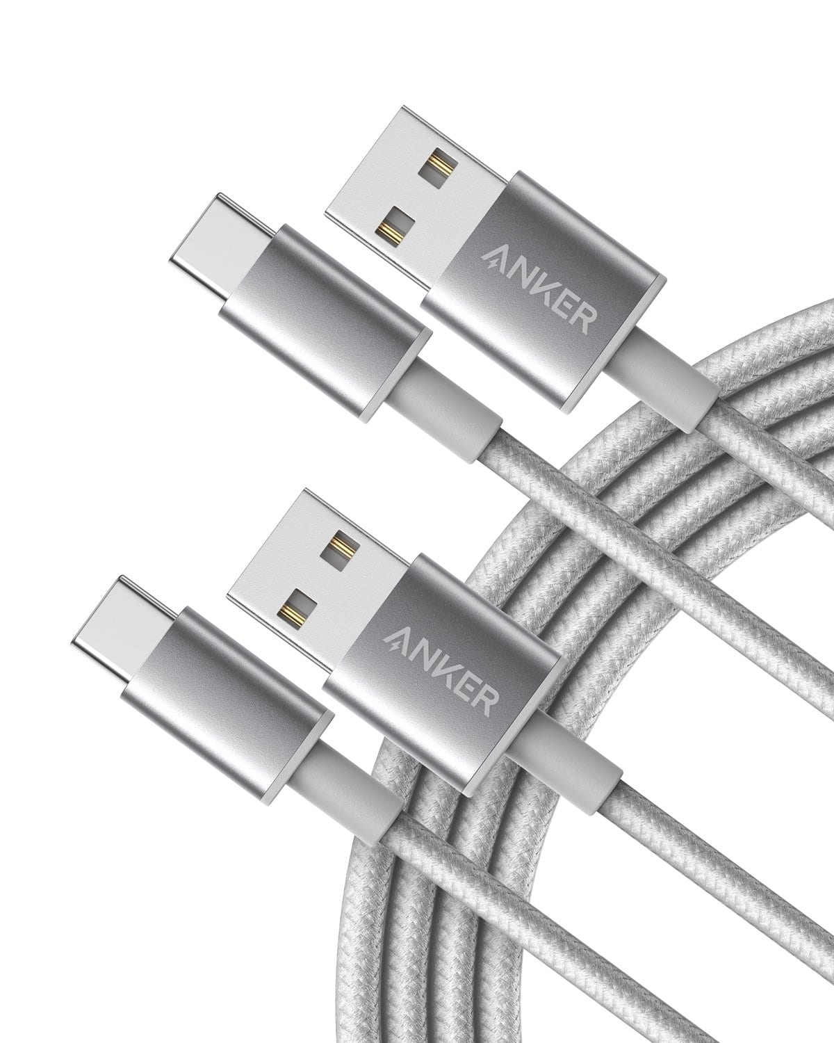 Anker - Cable [2 Pack, 6FT], USB A to USB C Cable - Silver