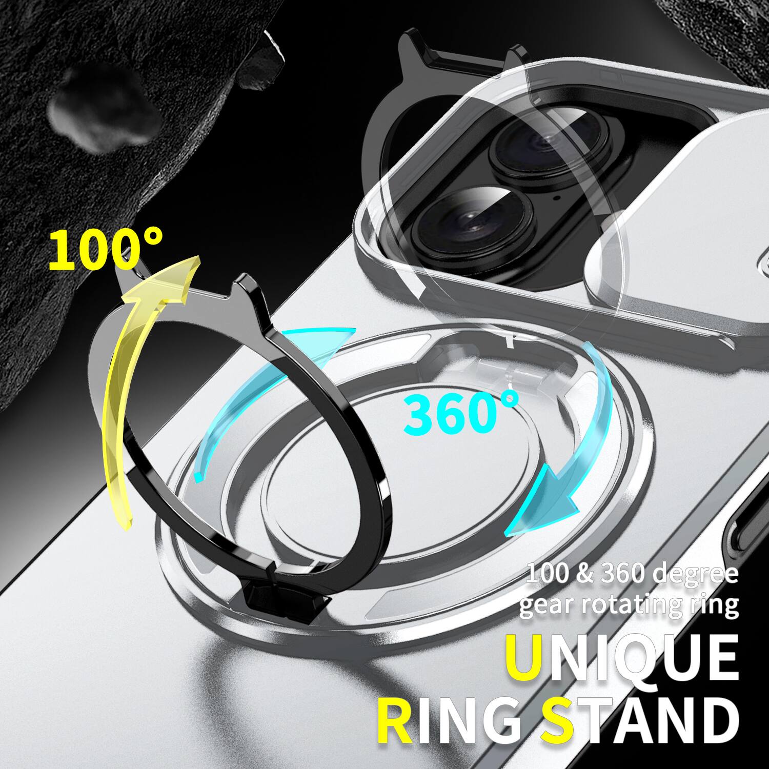 100° 360° 100 & 360 degree gear rotating ring UNIQUE RING STAND