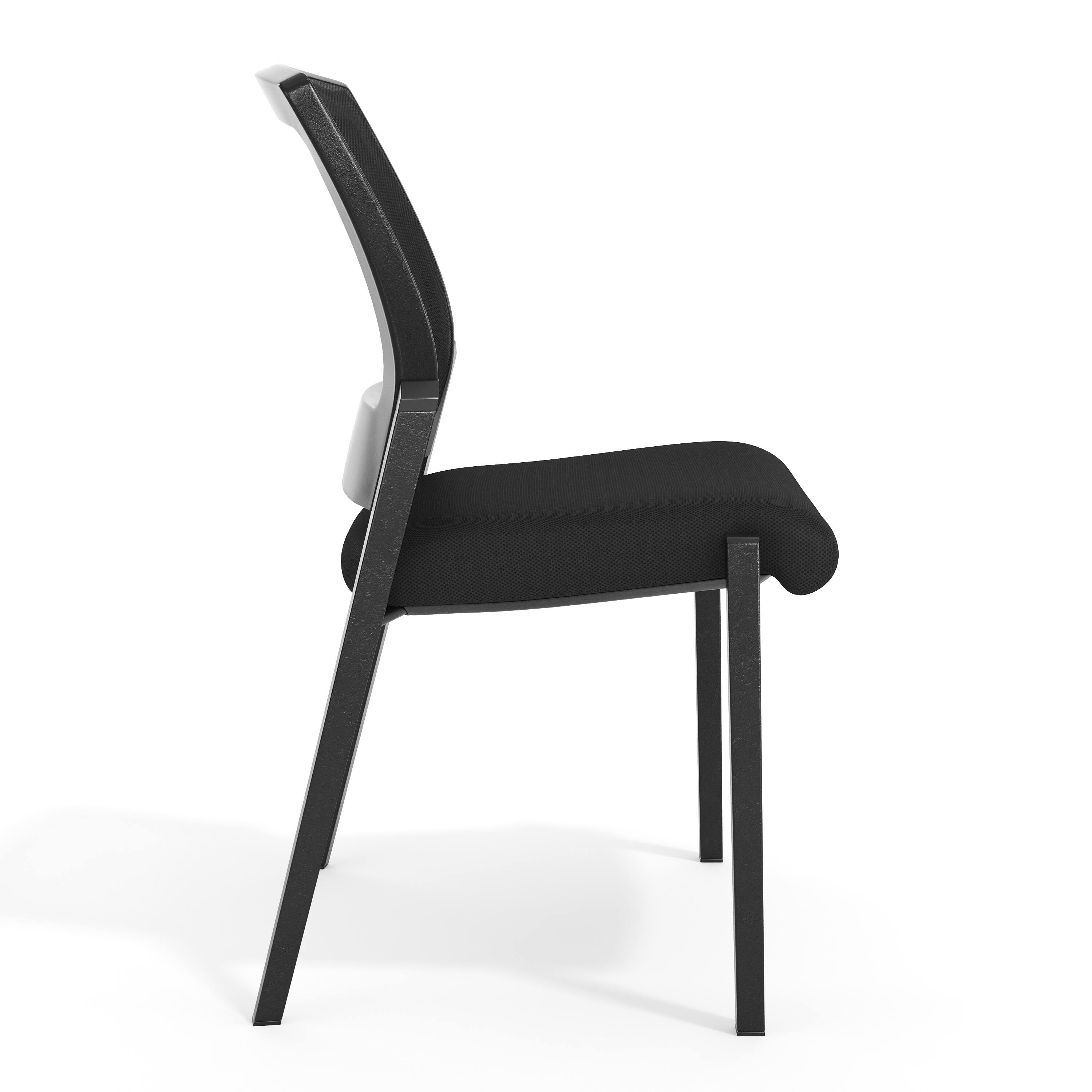 Alt View 9. Emma + Oliver - Set of 4 Commercial Armless Stackable Side Chairs with Mesh Seats and Powder Coated Steel Frames - Black.