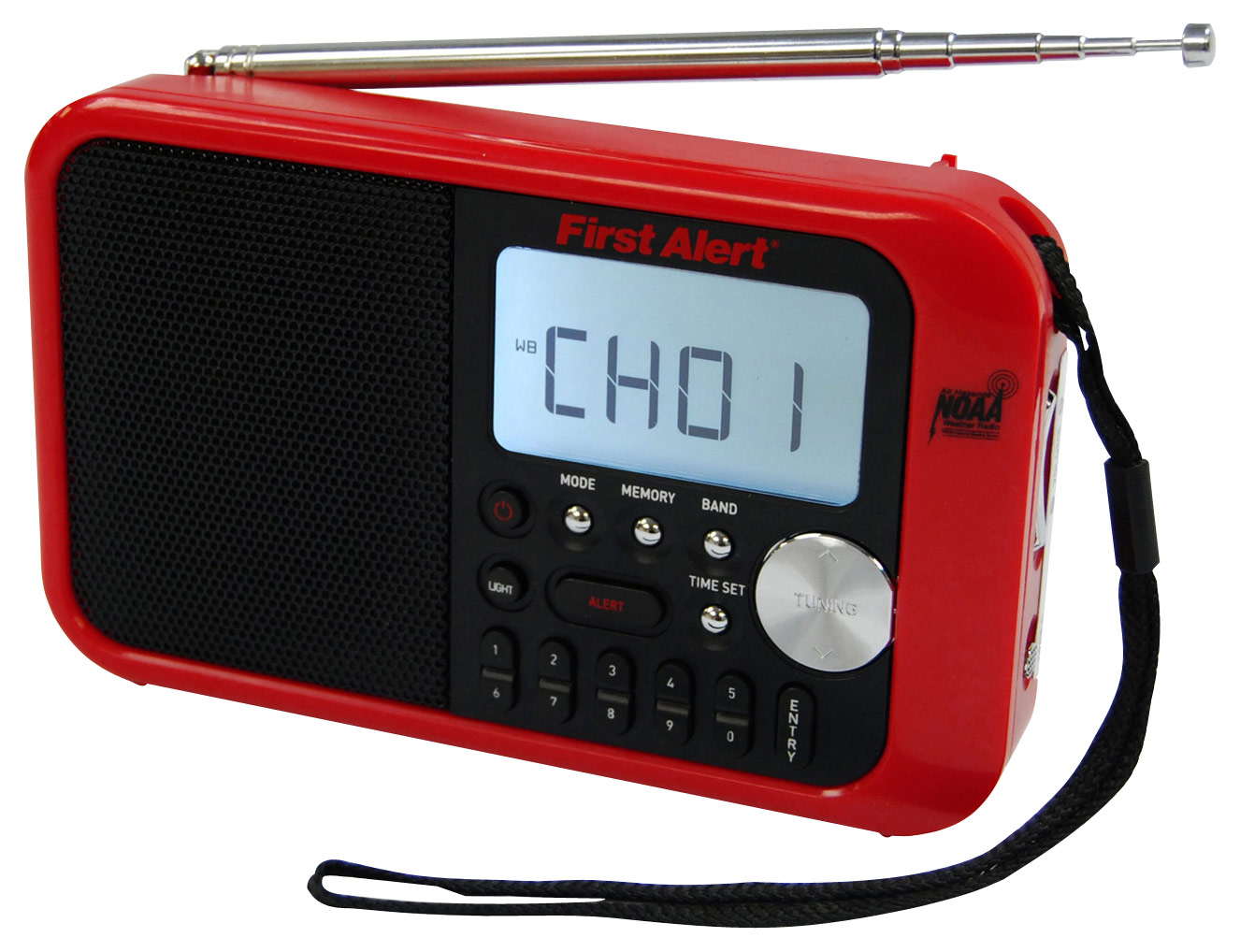 First Alert AM/FM Weather Band Clock Radio Red SFA1100 