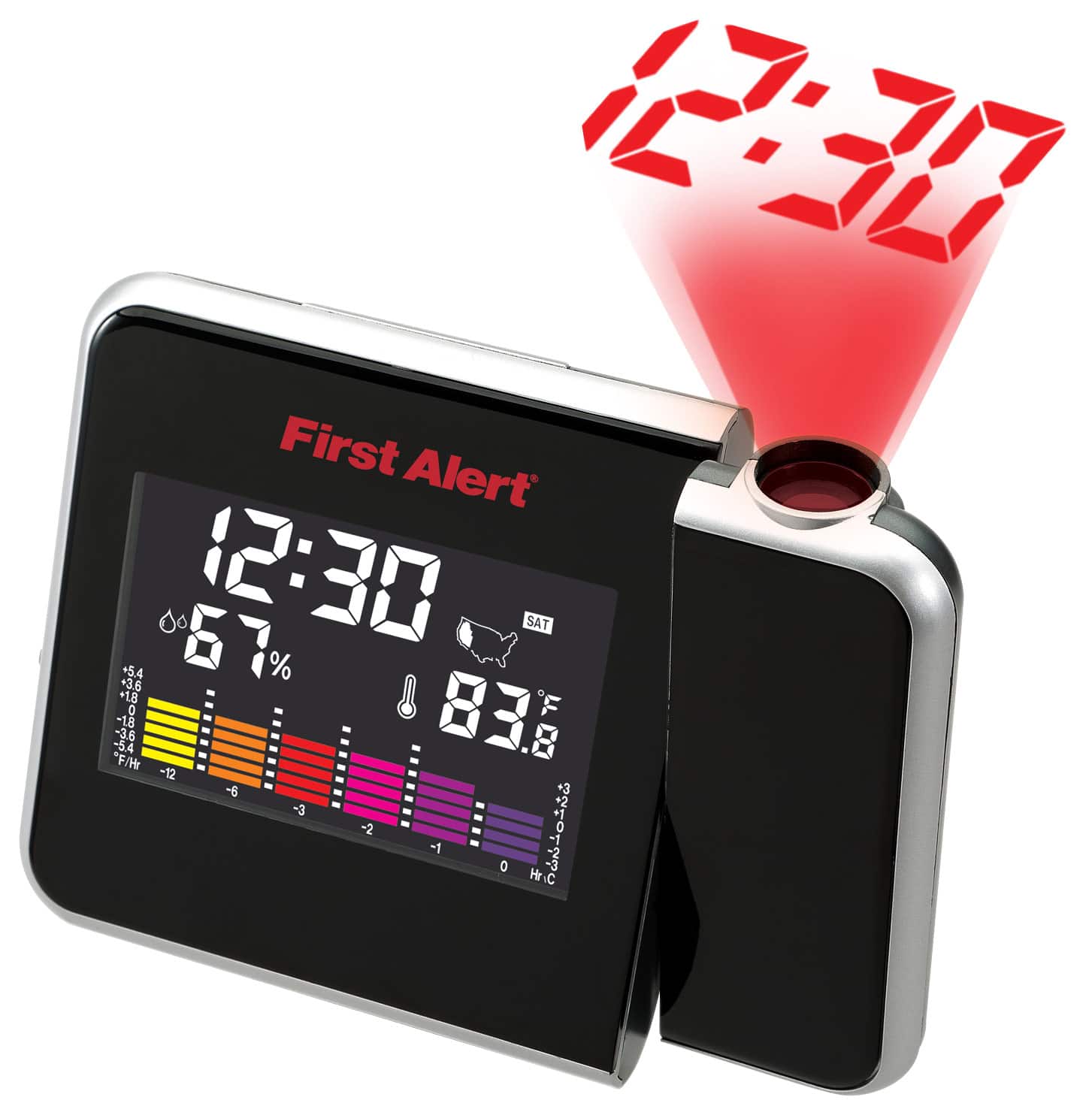 Front. First Alert - Indoor Temperature Station - Black.