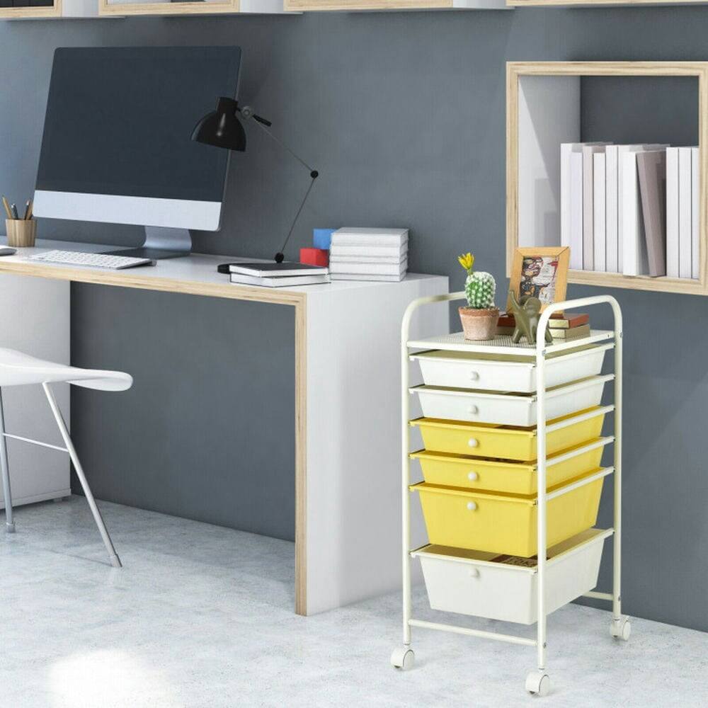 Alt View 1. Pefilos - 6 Drawers Rolling Storage Cart Organizer-Yellow, Craft Organizers and Storage, Multipurpose Organizer Cart for Home, Off - Yellow.