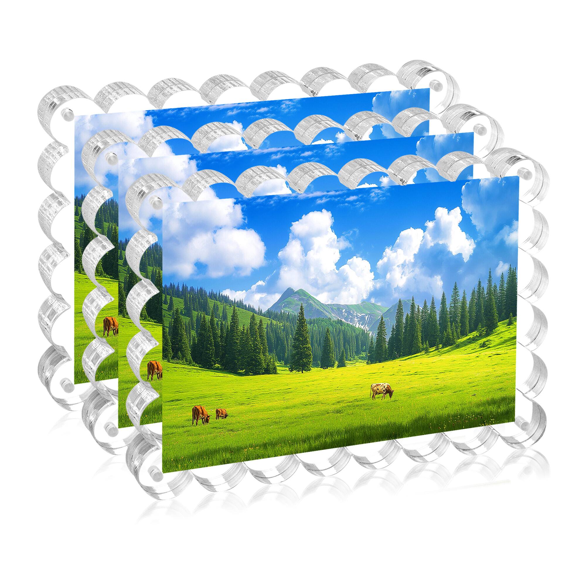 Front. BP4U - 5x7 Inch Tabletop Acrylic Picture Frames, 12+12MM Double Sided Desktop Photo Frames (3-Pack).