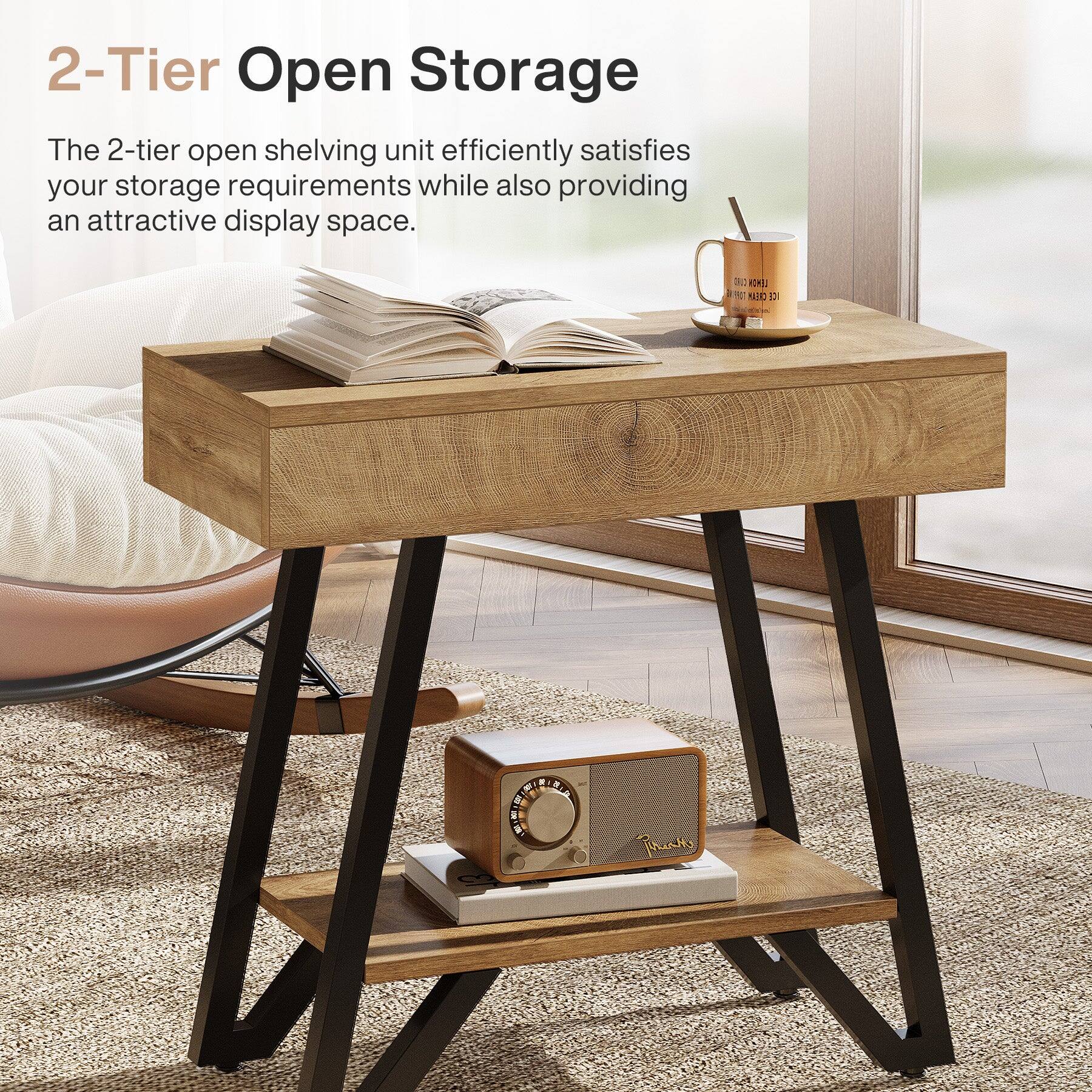 2-Tier Open Storage  
The 2-tier open shelving unit efficiently satisfies your storage requirements while also providing an attractive display space.