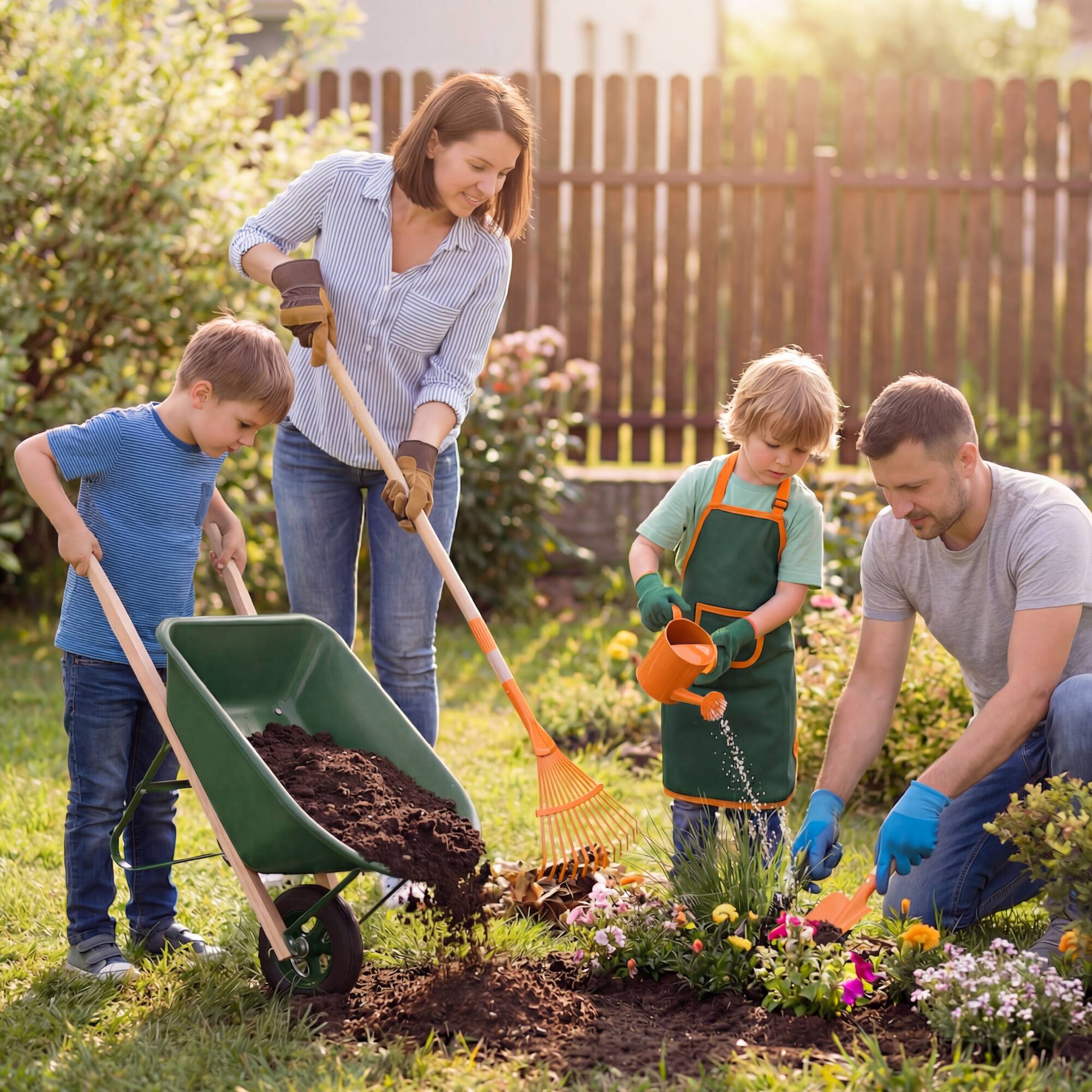 Alt View 7. Best Choice Products - Best Choice Products Kids Wheelbarrow Gardening Tool Set 8 Piece with Metal Tools, Apron, Gloves Ages 3+ - Green/Orange - Green/Orange.