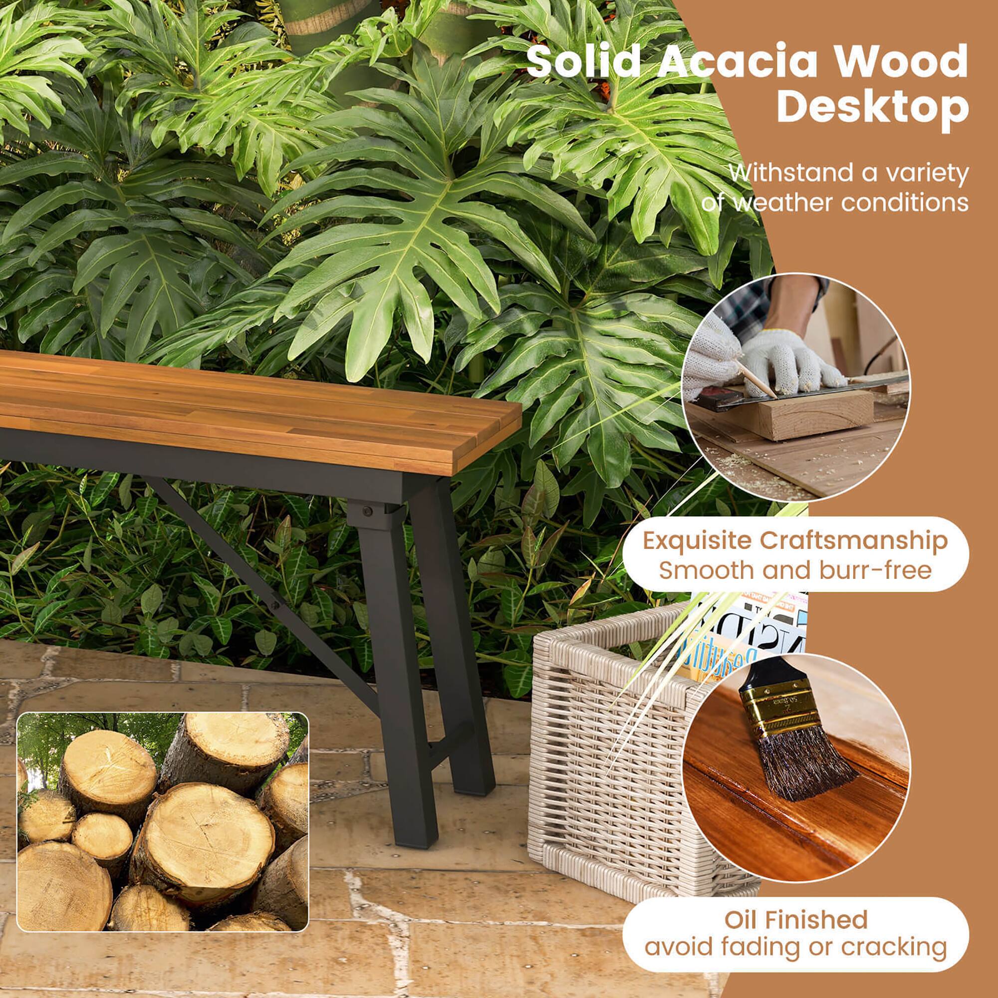 Solid Acacia Wood Desktop

- Withstand a variety of weather conditions
- Exquisite Craftsmanship: Smooth and burr-free
- Oil Finished: Avoid fading or cracking