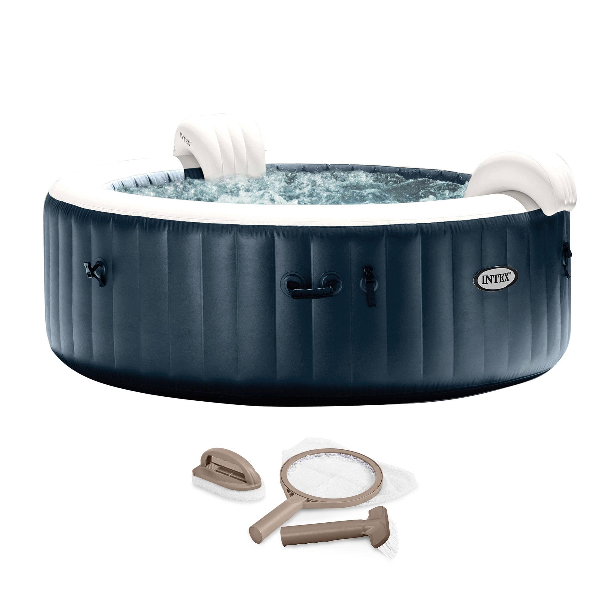 Front. Intex - Intex PureSpa Plus Portable Inflatable Hot Tub Bubble Jet Spa w/ Accessory Kit - Blue.